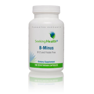 B-Minus is ideal for those who have trouble tolerating methylated B vitamins, allowing for non-methylated or preferred forms of B12 and folate to be added to one's regimen as needed. It can also be combined with doses of methylfolate and vitamin B12 that are tailored to one's individual needs for greater flexibility and customization. For an all-in-one B complex with vitamin B12 and methylfolate, consider our B Complex Plus.*   