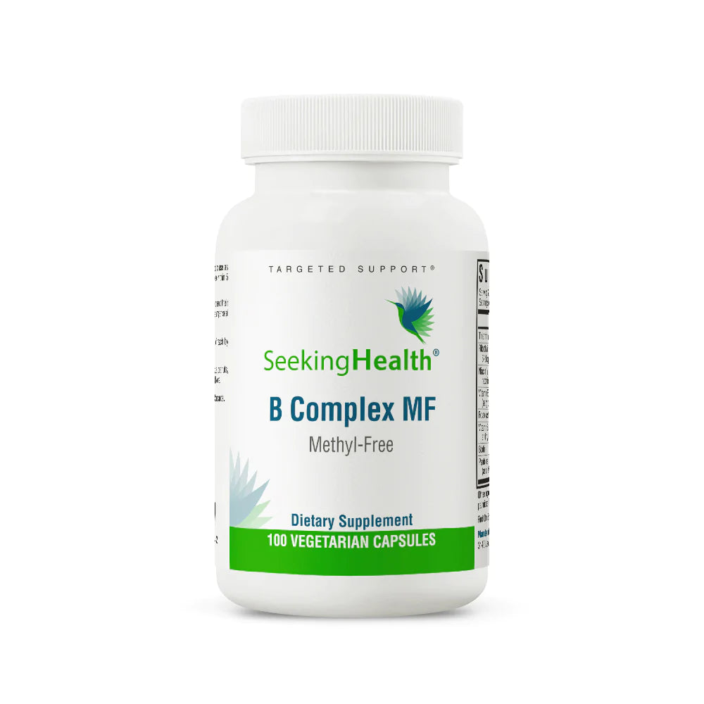B Complex MF is an excellent dietary supplement  if you’re looking for a one-a-day B complex supplement free of methyl donors. This gluten-free formula is free from GMO markers. It provides more than 100% of the daily value for all eight essential B vitamins. 